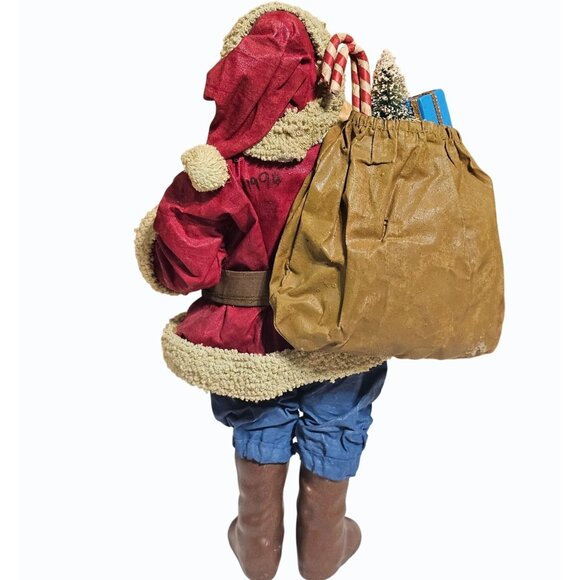 Vtg Midwest Clothtique and Ceramic Santa Figurine With Horn and Gift Sack READ - Picture 4 of 11